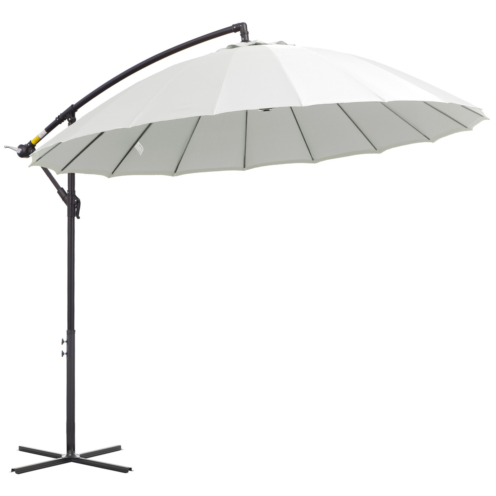 Outsunny 3(m) Cantilever Shanghai Parasol w/ Crank Handle, Cross Base, Off-White