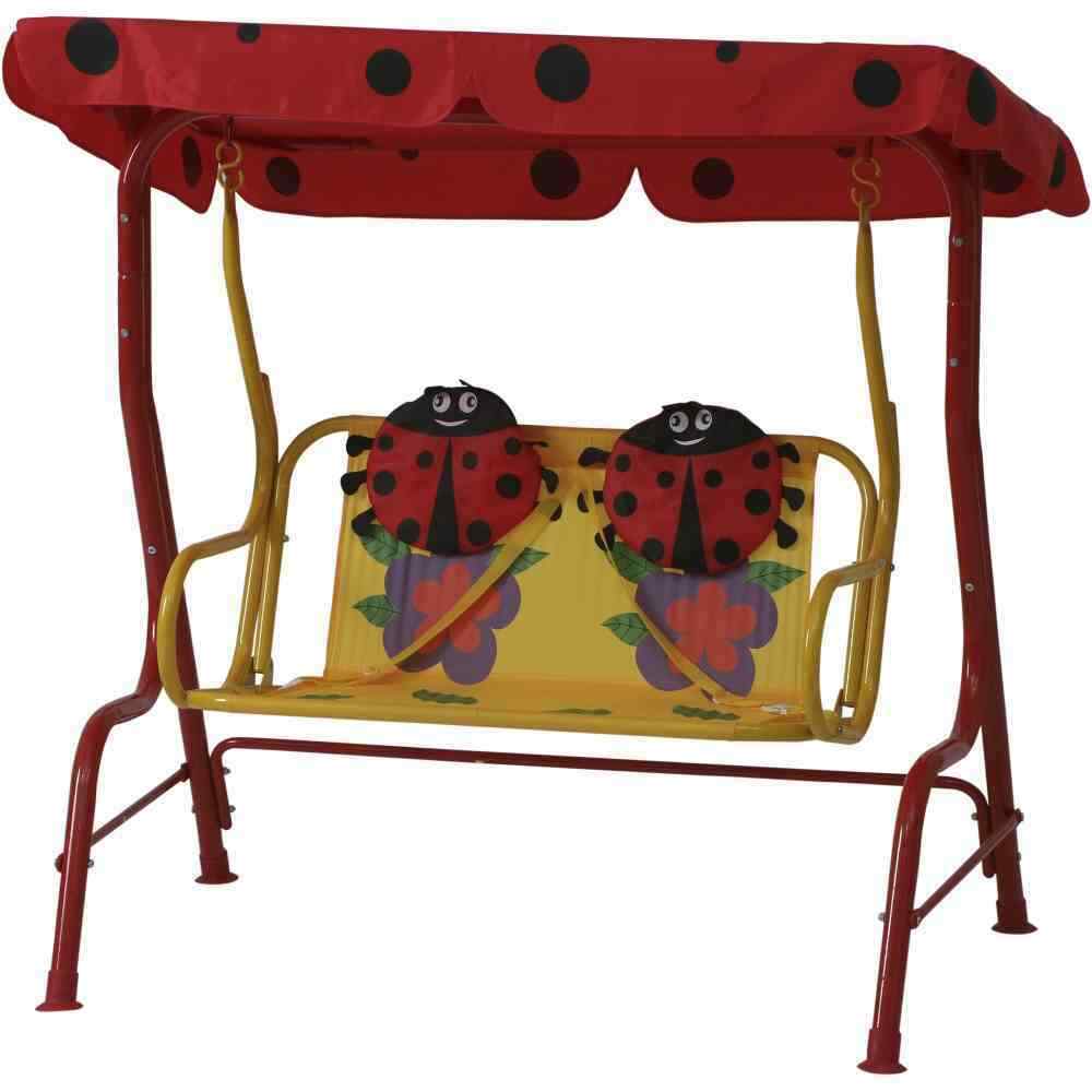 Marie Children's Swing Frame Steel Red Polyester 75x115x118 CM Garden Bug