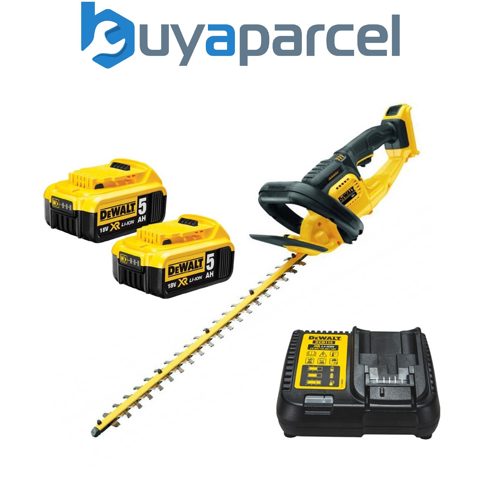 Dewalt DCM563P2 18v Cordless Hedge Trimmer Cutter + 2 x 5.0ah Battery & Charger