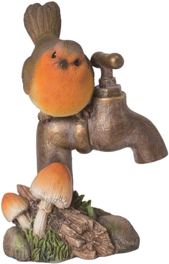 Vivid Arts - Robin on Garden Tap Home or Garden Decoration (BG-RB02-F)