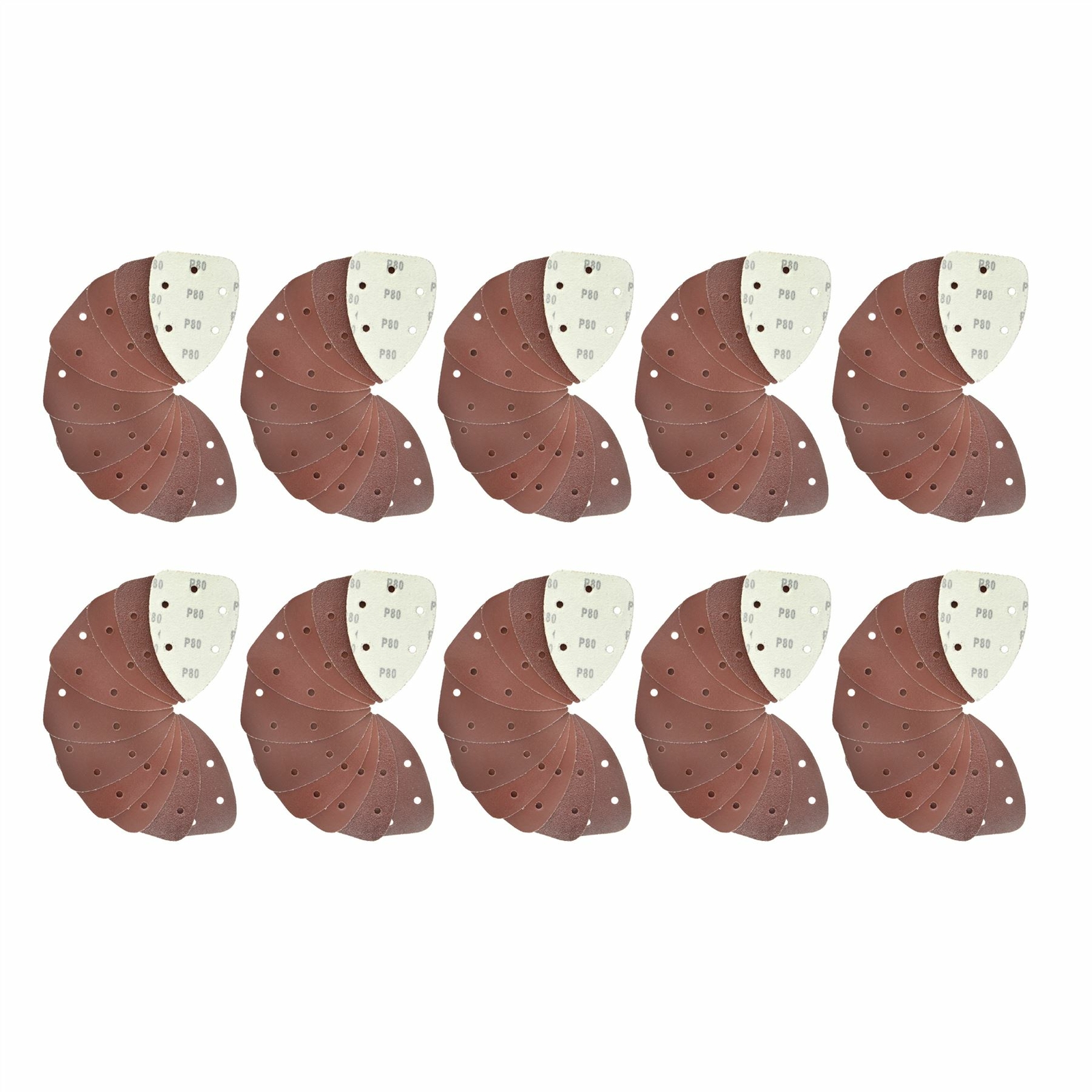 Hook/Loop Sanding Abrasive Discs Pads 140mm Sanding Triangle 100 PK Mixed Grit