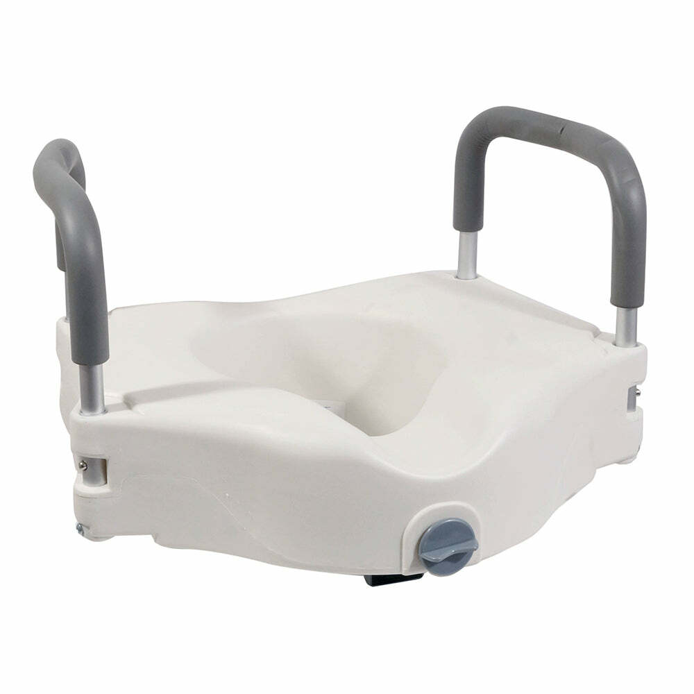 Ergonomic Raised Plastic Toilet Seat with Arms - 6 Inch Height - Easy Install