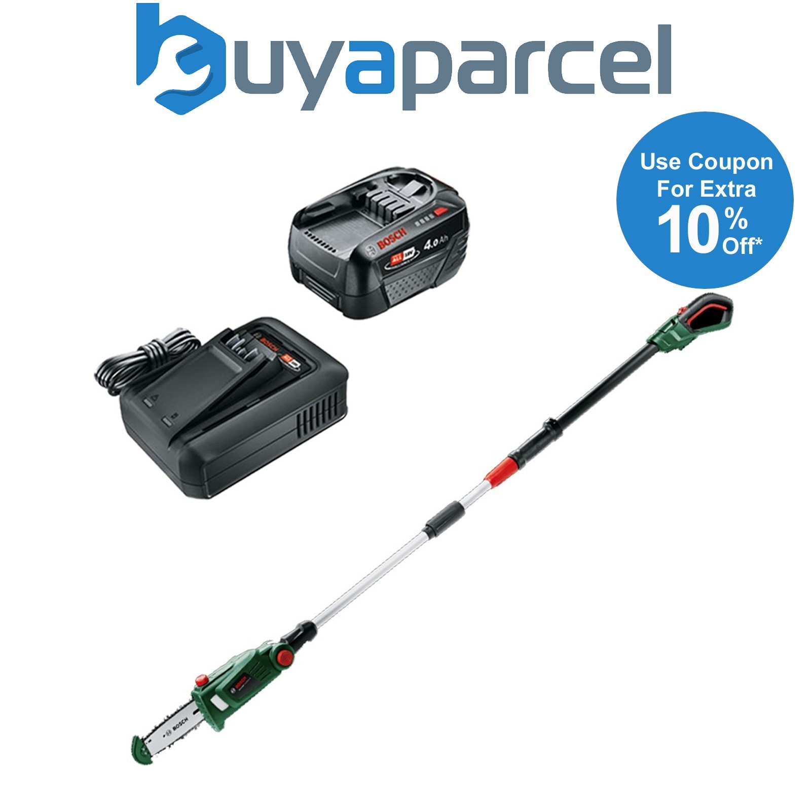 Bosch 06008B8001 18v Telescopic Pruner UniversalChainPole + 4AH Battery Kit