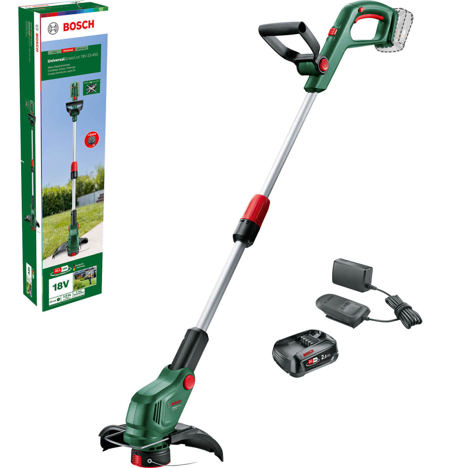 Bosch UNIVERSALGRASSCUT 18V-23-450 P4A 18v Cordless Grass Trimmer 230mm 1 x 2ah