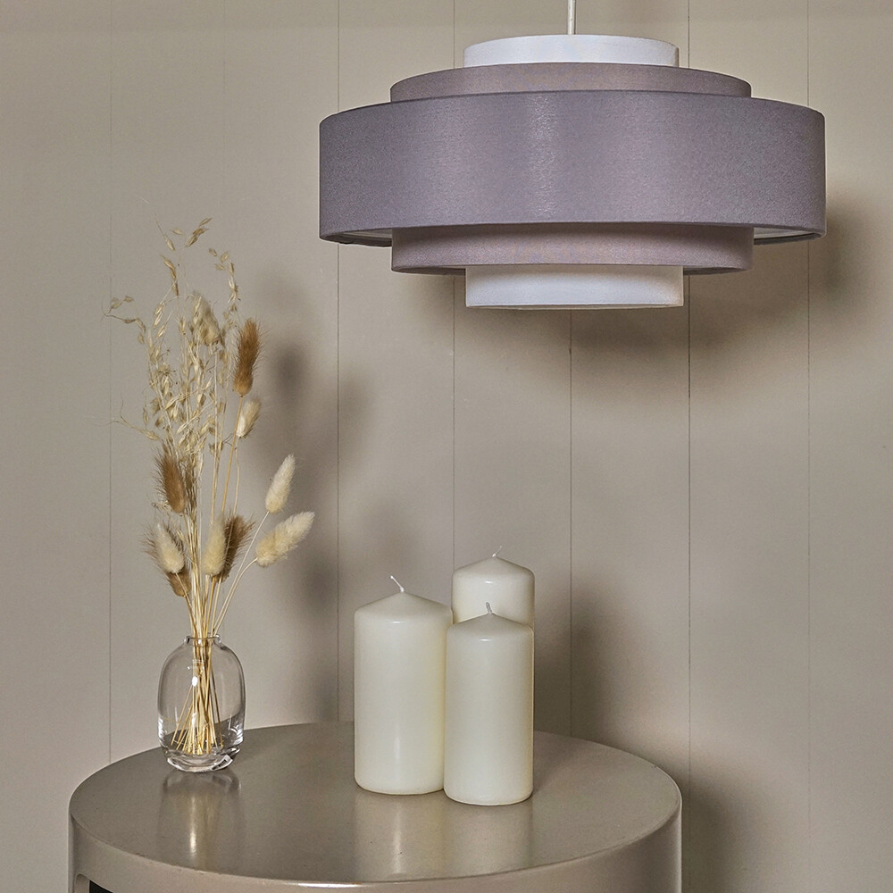 35cm Tiered Ceiling Pendant Light Shade Easy Fit Fabric Lampshade LED Bulb Lamp
