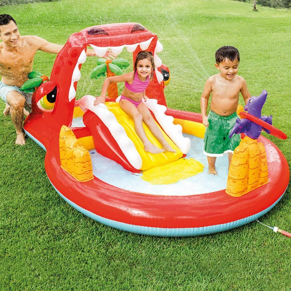 INTEX HAPPY DINO INFLATABLE POOL PLAY CENTER WITH SLIDE