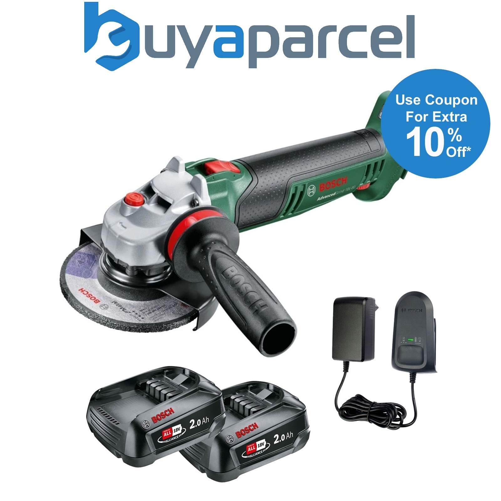 Bosch AdvancedGrind 18v 18V-80 Cordless Angle Grinder 125mm 2 x 2.0Ah Batteries