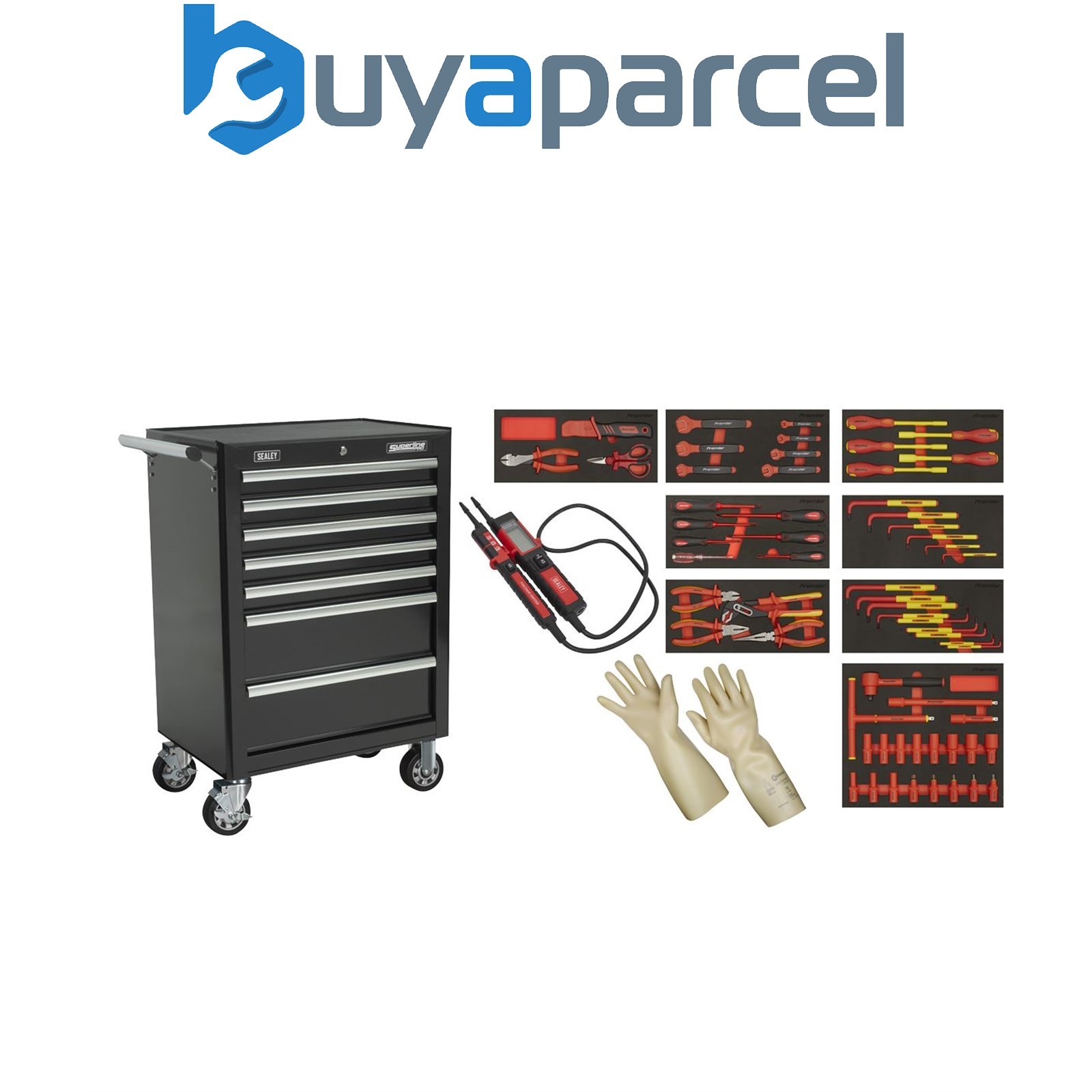 Sealey TBTECOMBO2 Insulated Tool Kit with 7 Drawer Rollcab 63pc