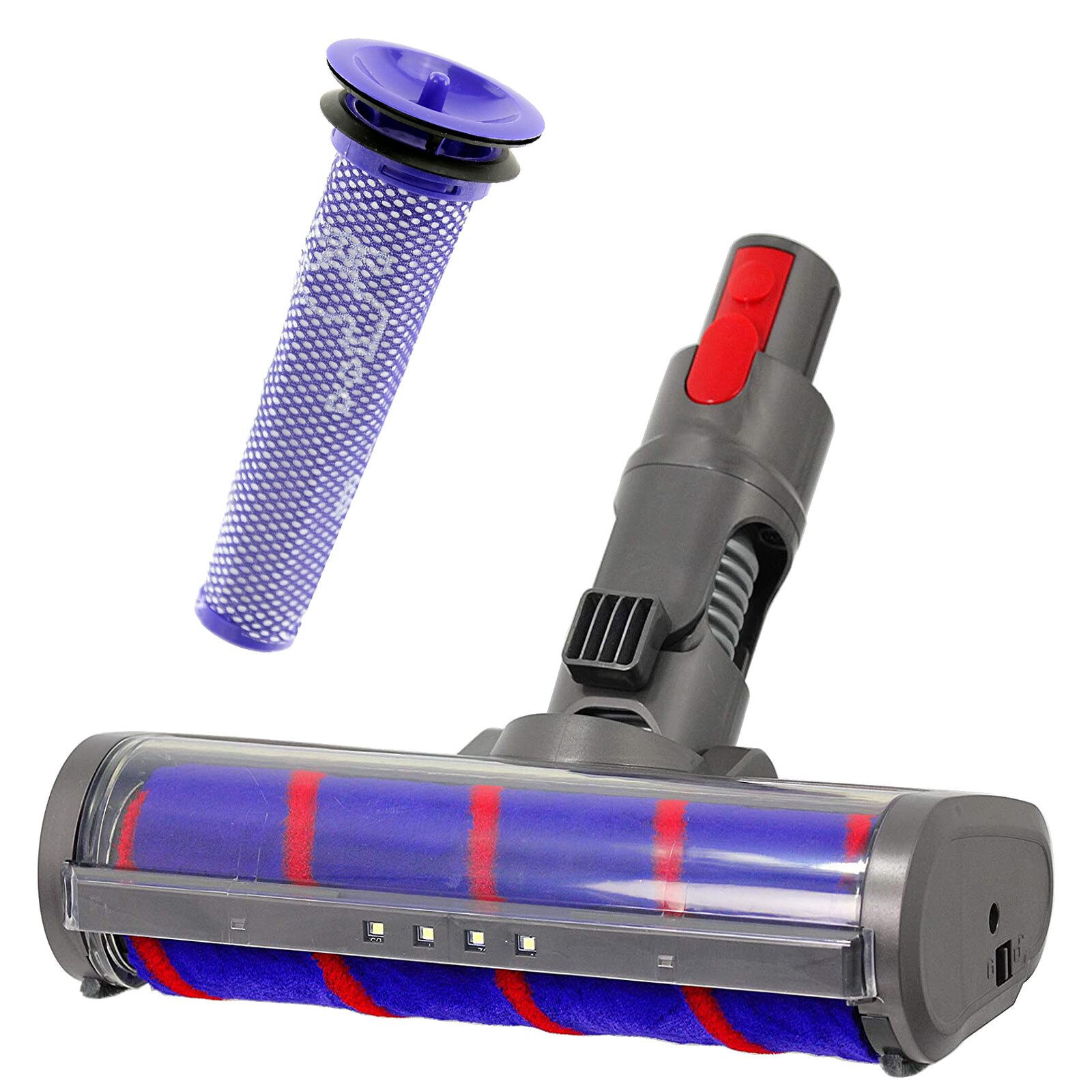 Soft Roller Brush Head Hard Floor Tool + Stick Filter for DYSON V8 SV10 Vacuum