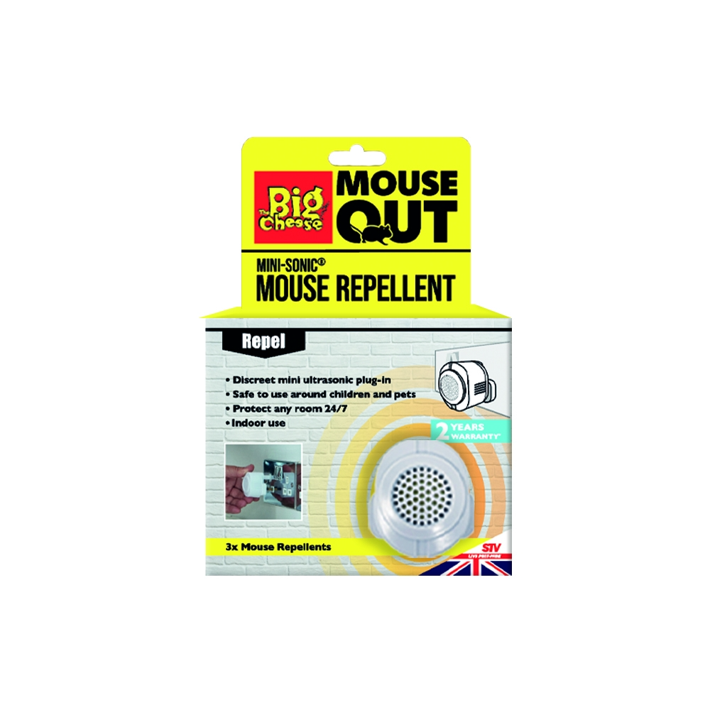 The Big Cheese Mini-Sonic Mouse Repellent 3-Pack Pet-Safe & Welfare-Friendly