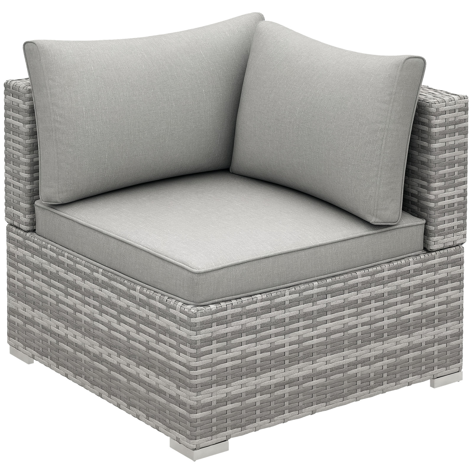 Outsunny Rattan Corner Sofa Garden Rattan Furniture Single Sofa Chair Light Grey