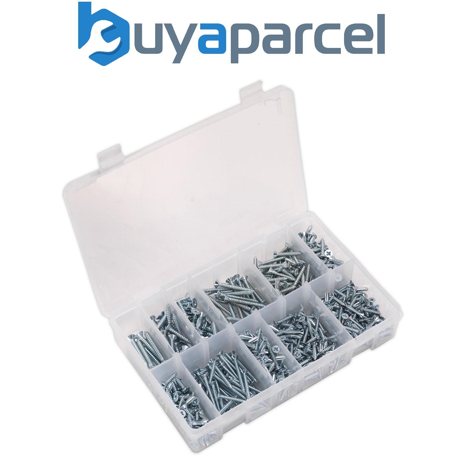 Sealey AB065STCP Zinc Plated Self-Tapping Countersunk Pozi Screw Assortment 600p