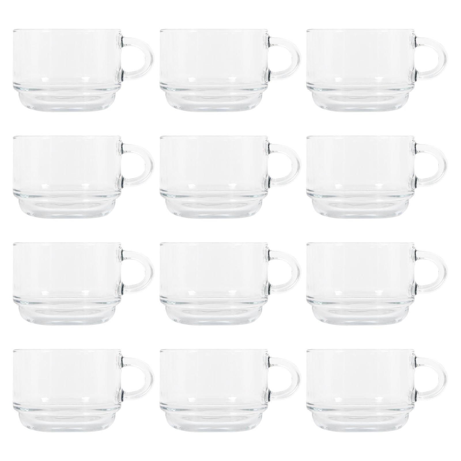12x LAV 270ml Cozy Stacking Glass Coffee Cups Clear Tea Latte Cappuccino Glasses