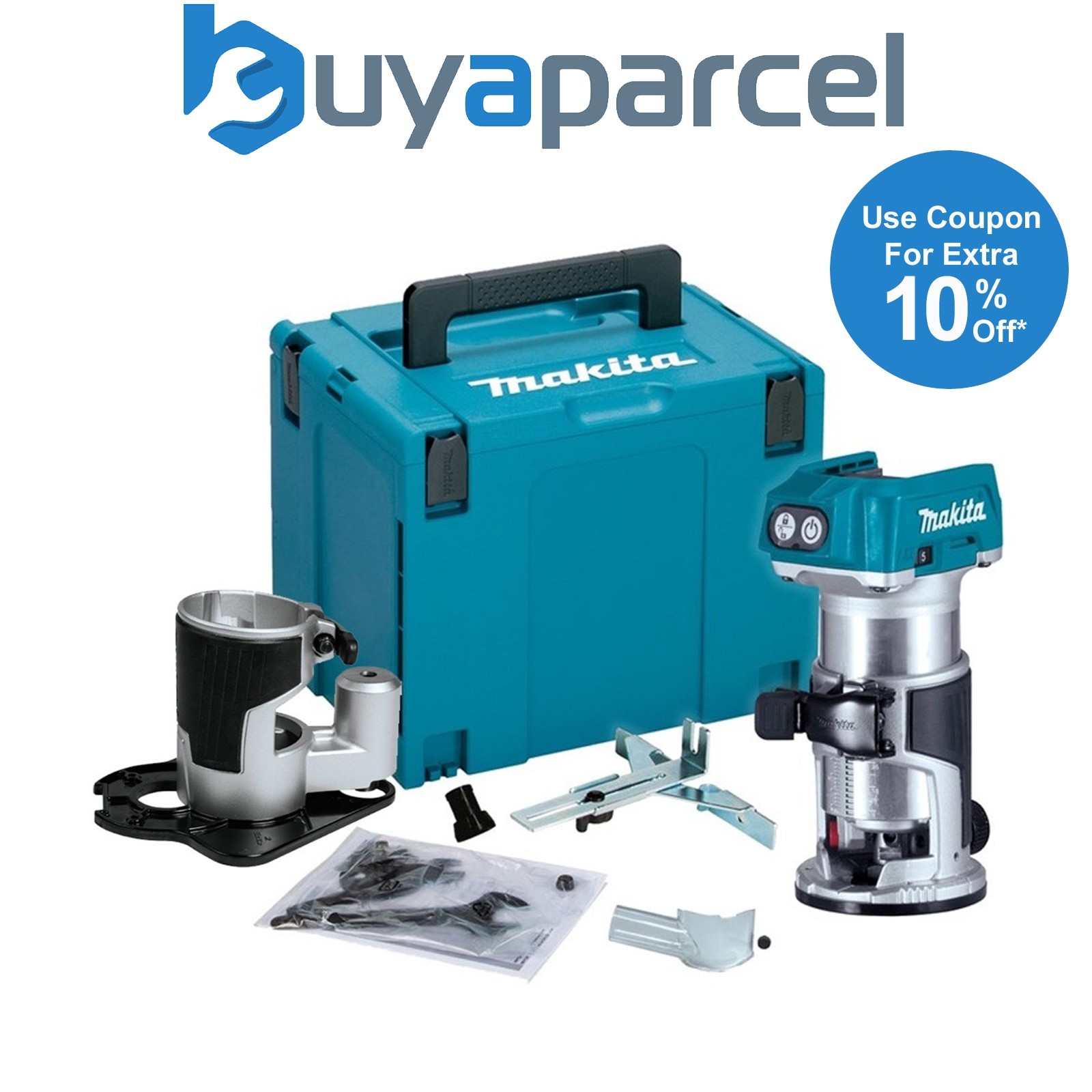 Makita DRT50Z 18V Cordless Brushless Laminate Router Trimmer + Offset Base +Case