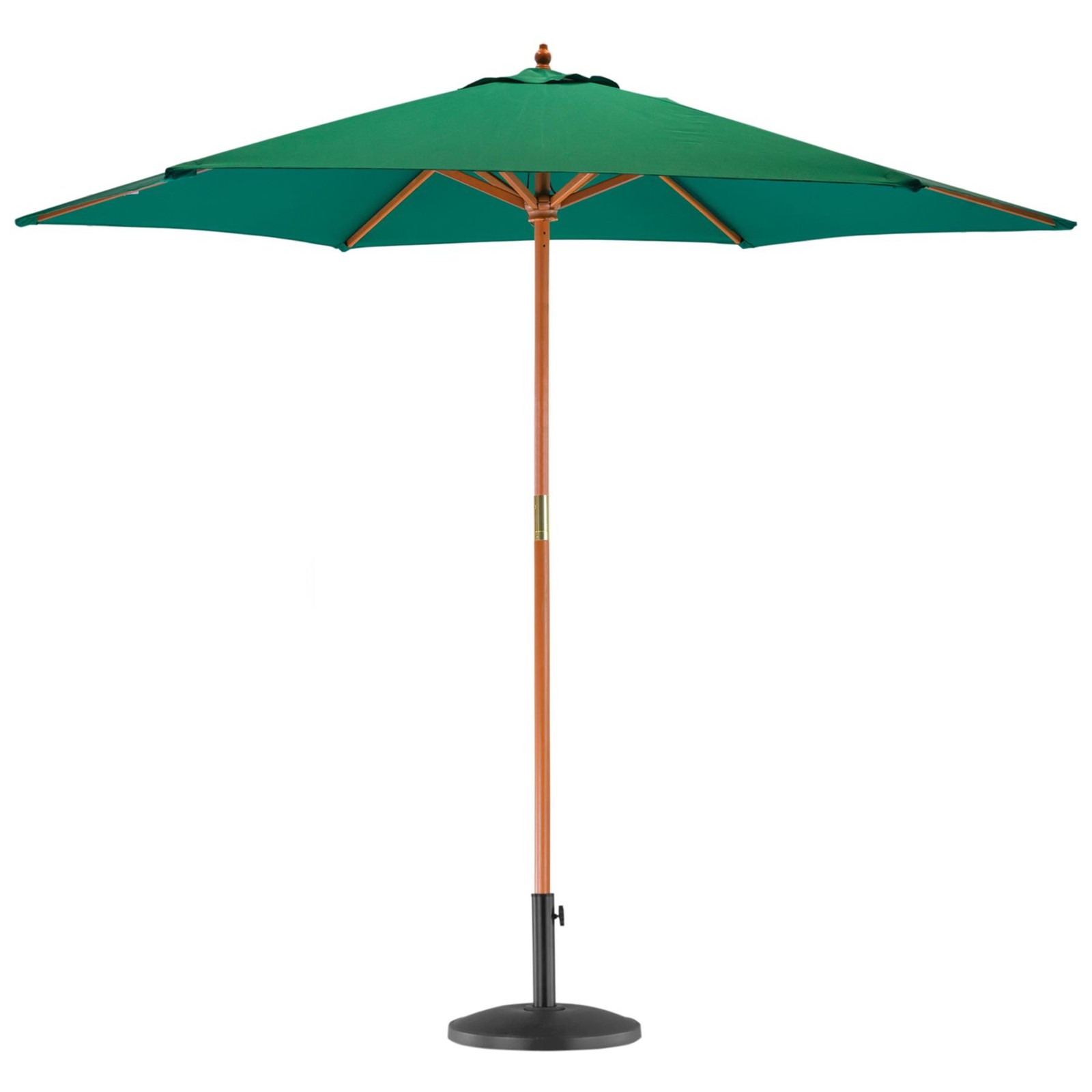 Wooden Garden Parasol & Base Set Pulley-Operated Canvas Sun Shade 2.7m Green