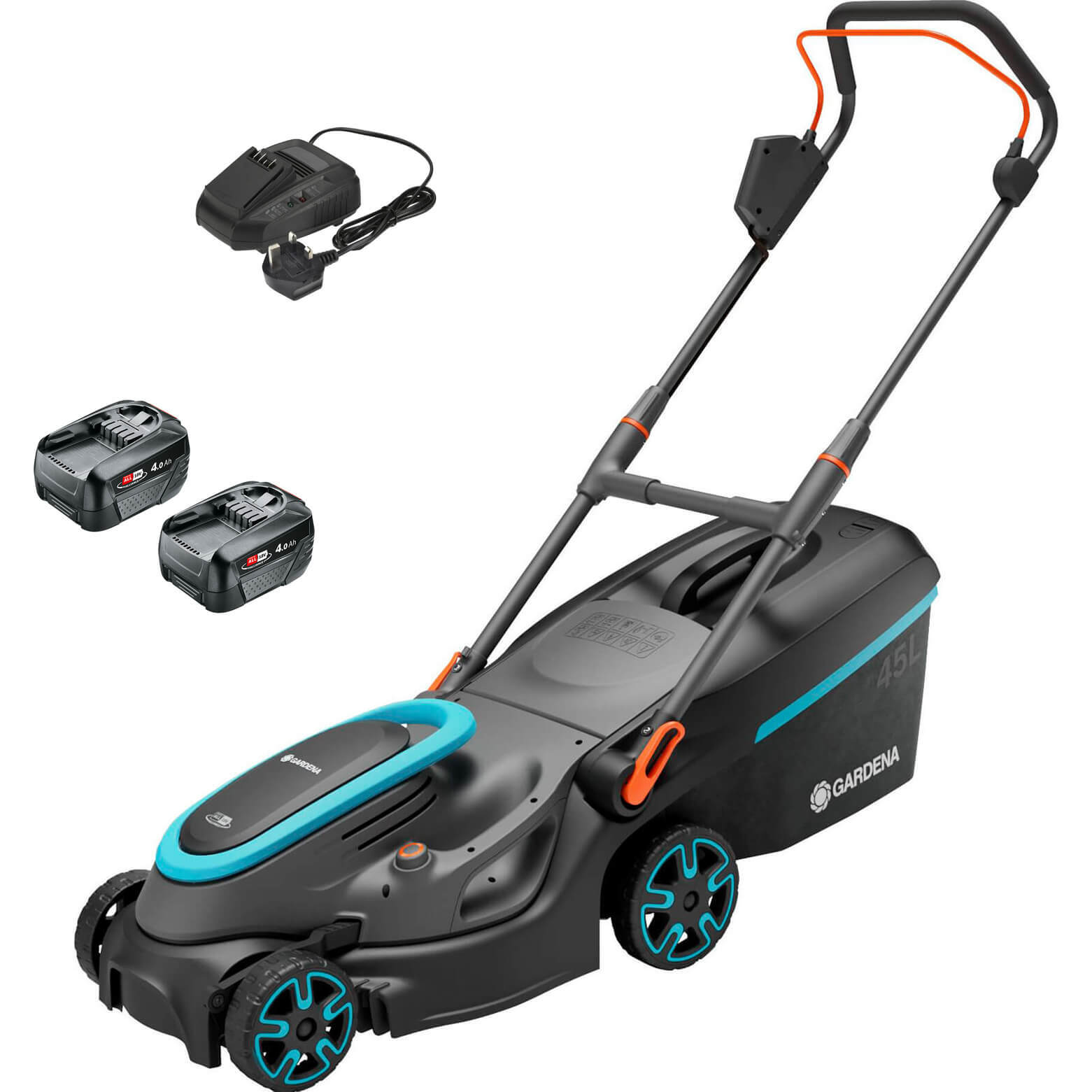 Gardena POWERMAX 37 P4A 36v Cordless Rotary Lawnmower 370mm 2 x 4ah Li-ion