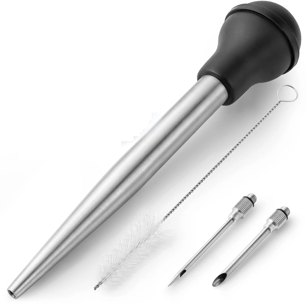 8X(Turkey Baster for Cooking Food Grade Metal Turkey Baster Syringe Meat1620