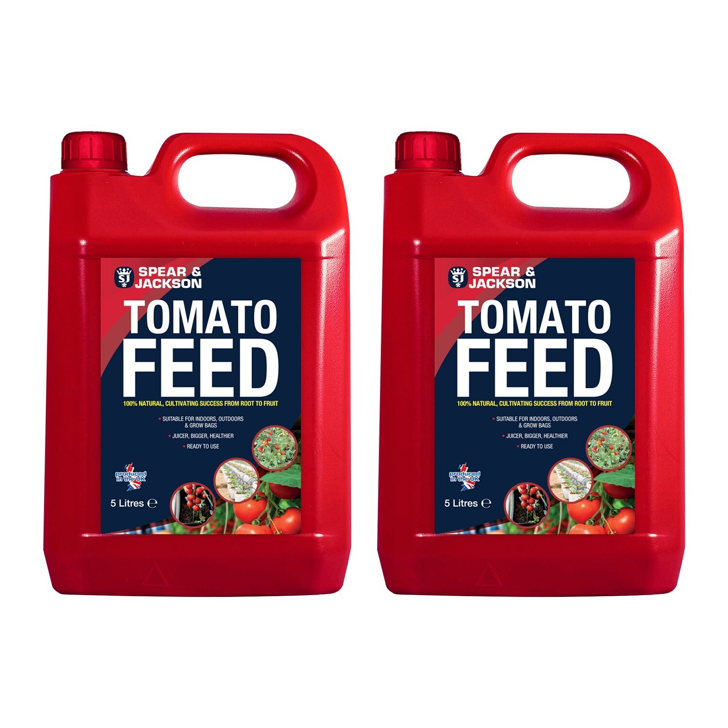 Tomato Plant Feed, 2 x 5 Litres, Liquid Solution, Indoor Outdoor Spear & Jackson