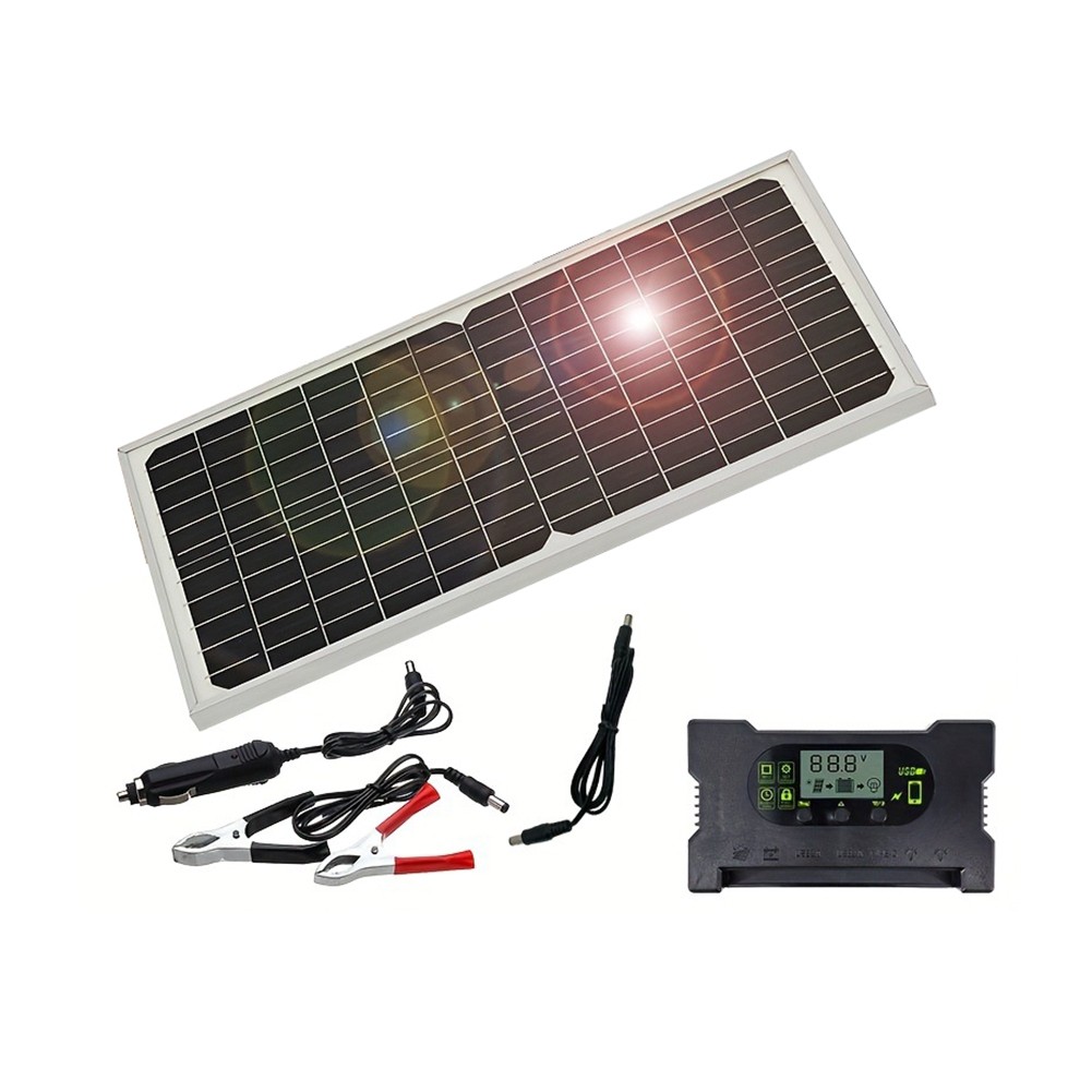 30W 12V Dual Solar Panel Kit IP65 Water- for Indoor & Outdoor Use3084