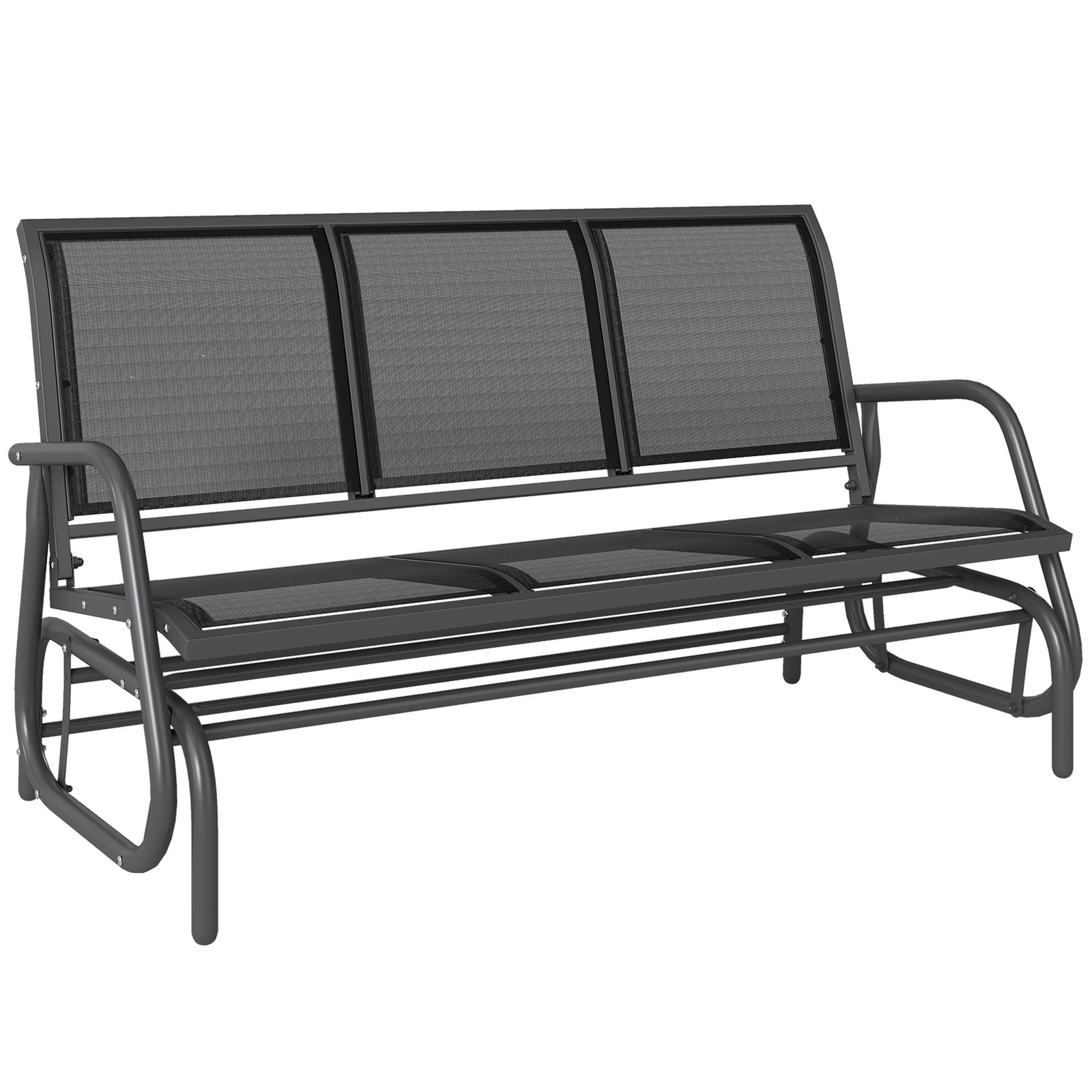 Outsunny 3-Seat Glider Rocking Chair for 3 People Garden Bench Black