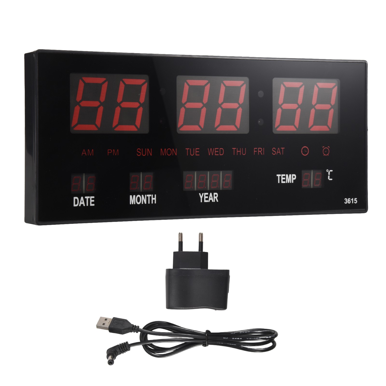 LED Calendar Electronic Clock Digital Wall Clock Alarm Hourly4579