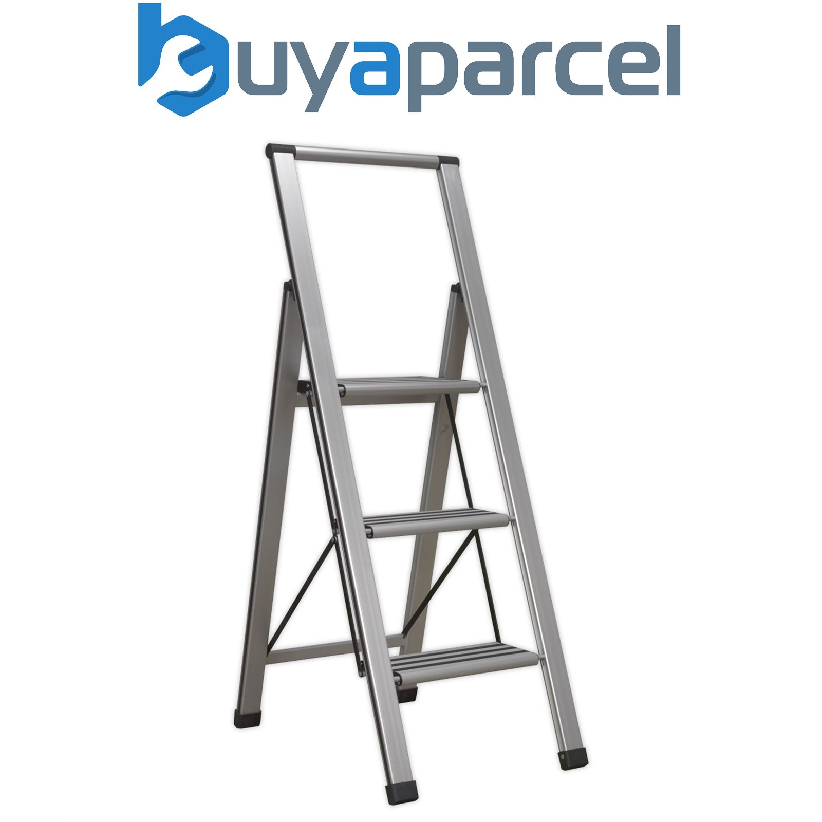 Sealey APSL3 Aluminium Professional Fold-Flat Step Ladder 3-Step 150kg Capacity