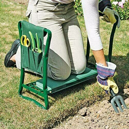 Foldable Garden Kneeler Widen & Thick Garden Padded Seat Stool Bench w/ Tool Bag