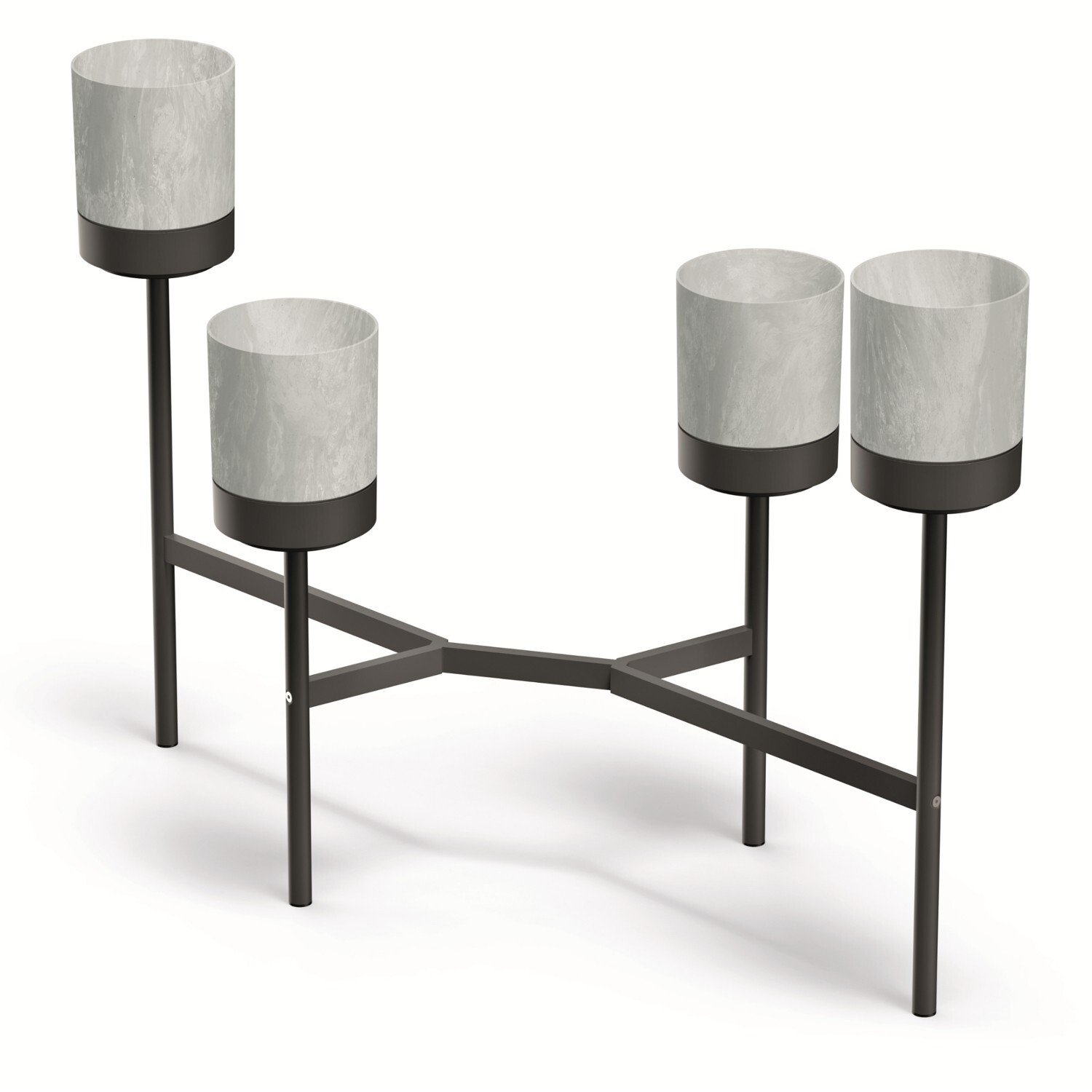 Flower Plant Stand + 4 Pot Industrial Loft Design Decorative Planter Metal Frame