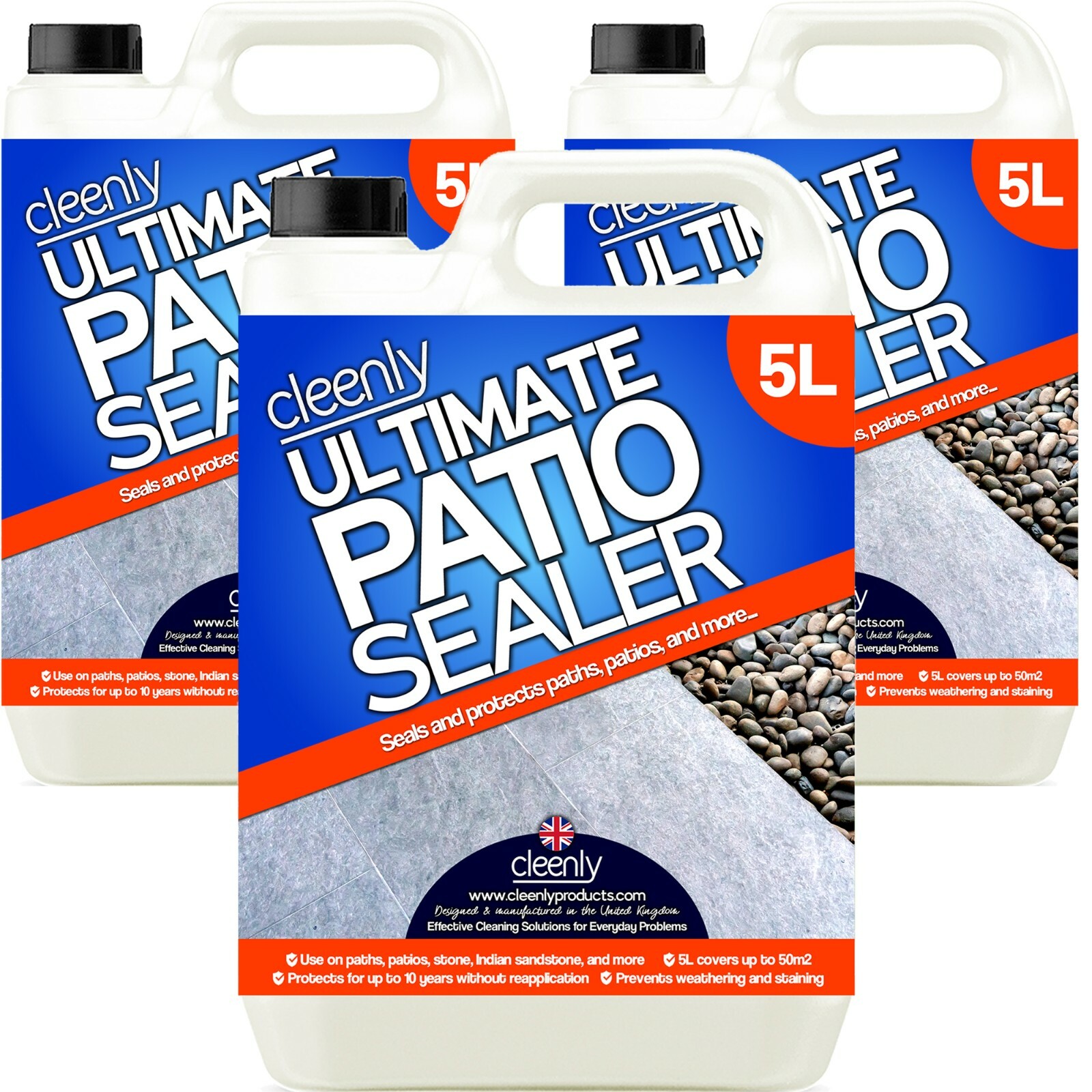 Cleenly Patio Sealer Drive Way Paths Indian Stone Concrete Slabs Cobbles 15L