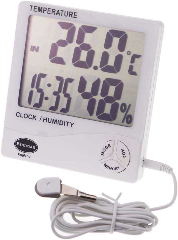 Brannan Jumbo Max Min Thermometer and Hygrometer with Clock Indoor Outdoor for