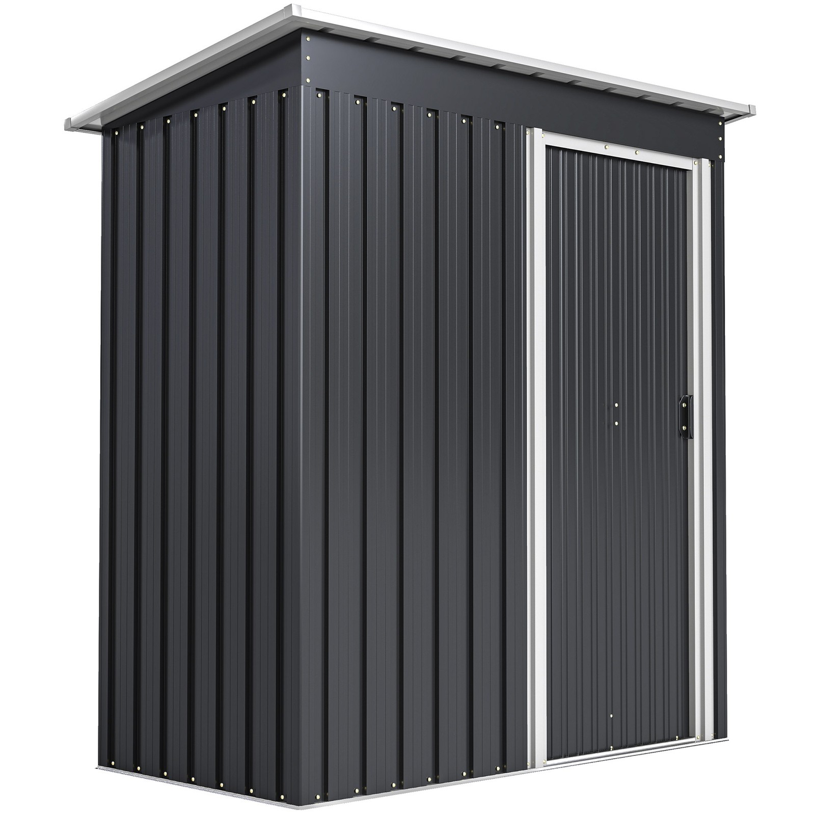 Outsunny 5x3ft Garden Storage Shed, Sliding Door Sloped Roof Black, Refurbished