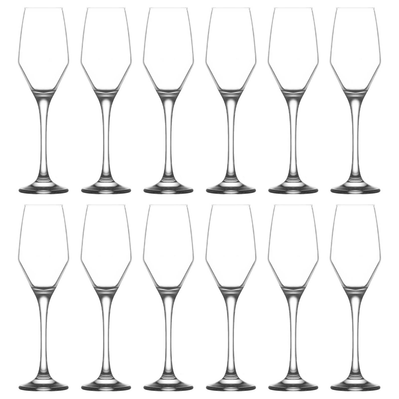 12x LAV Clear 230ml Ella Glass Champagne Flutes Prosecco Wedding Party Glasses