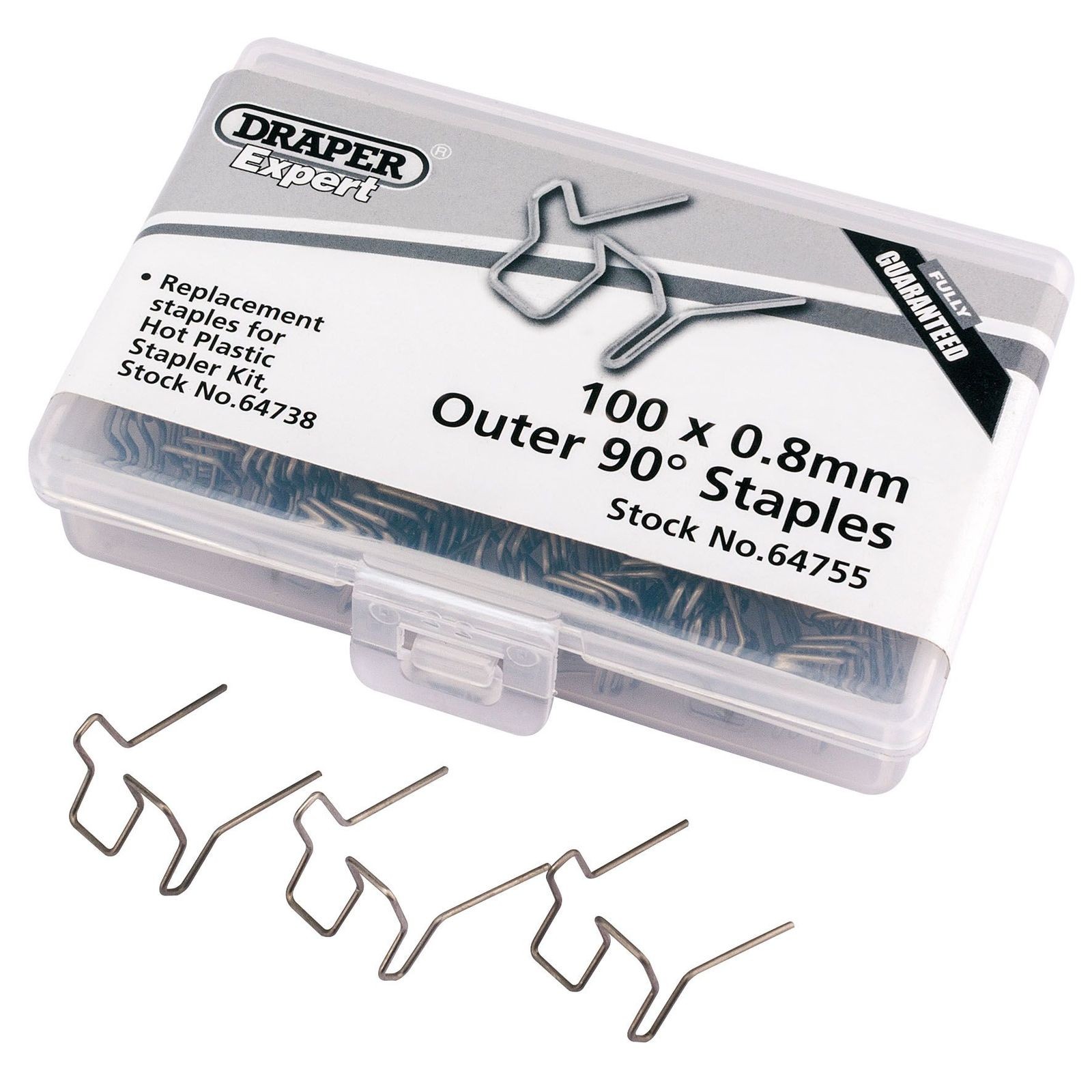 1x Pack Of 50 Draper 0.8mm Double U Staples - 64755
