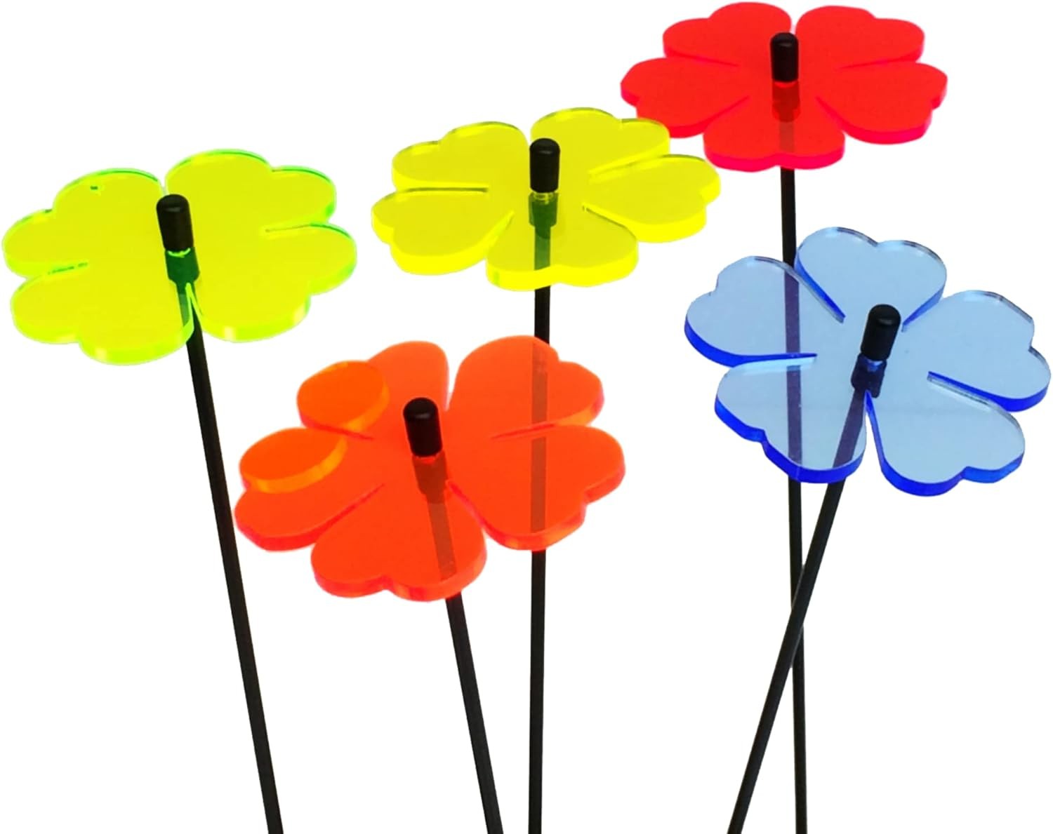 Sun Catcher Garden Decor Glowing Double Blossoms Ornaments Set of 5 Garden Stak
