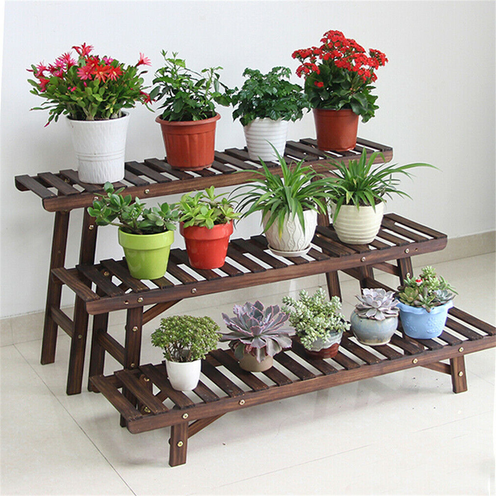 3pcs Flower Stand Step Plant Bench Rack Herb Storage Shelf Garden Indoor Outdoor
