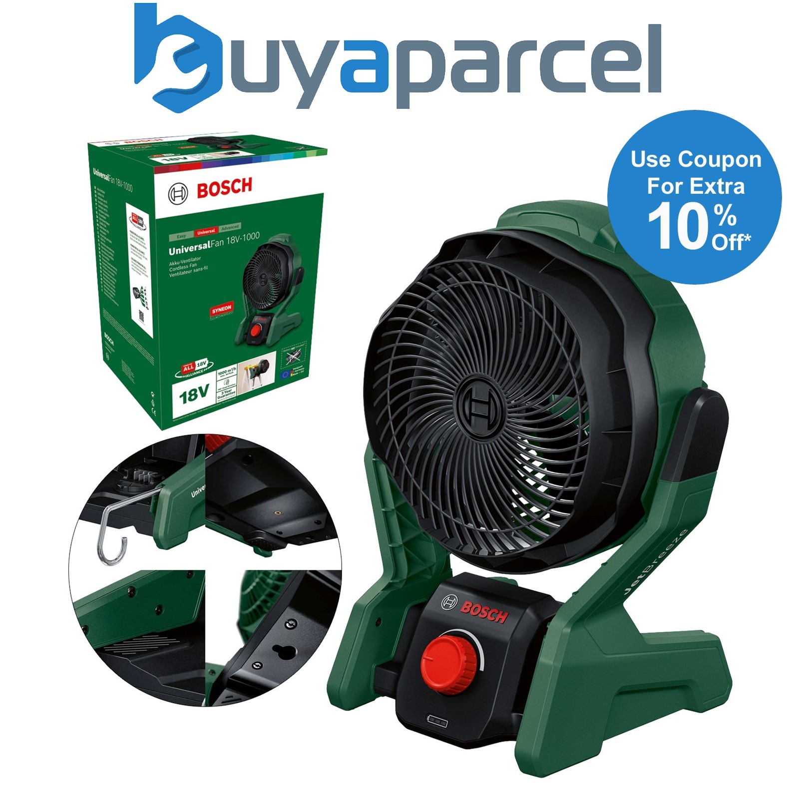 Bosch UniversalFan 18v 18V-1000 Cordless Cooling Workshop Fan Bare Unit