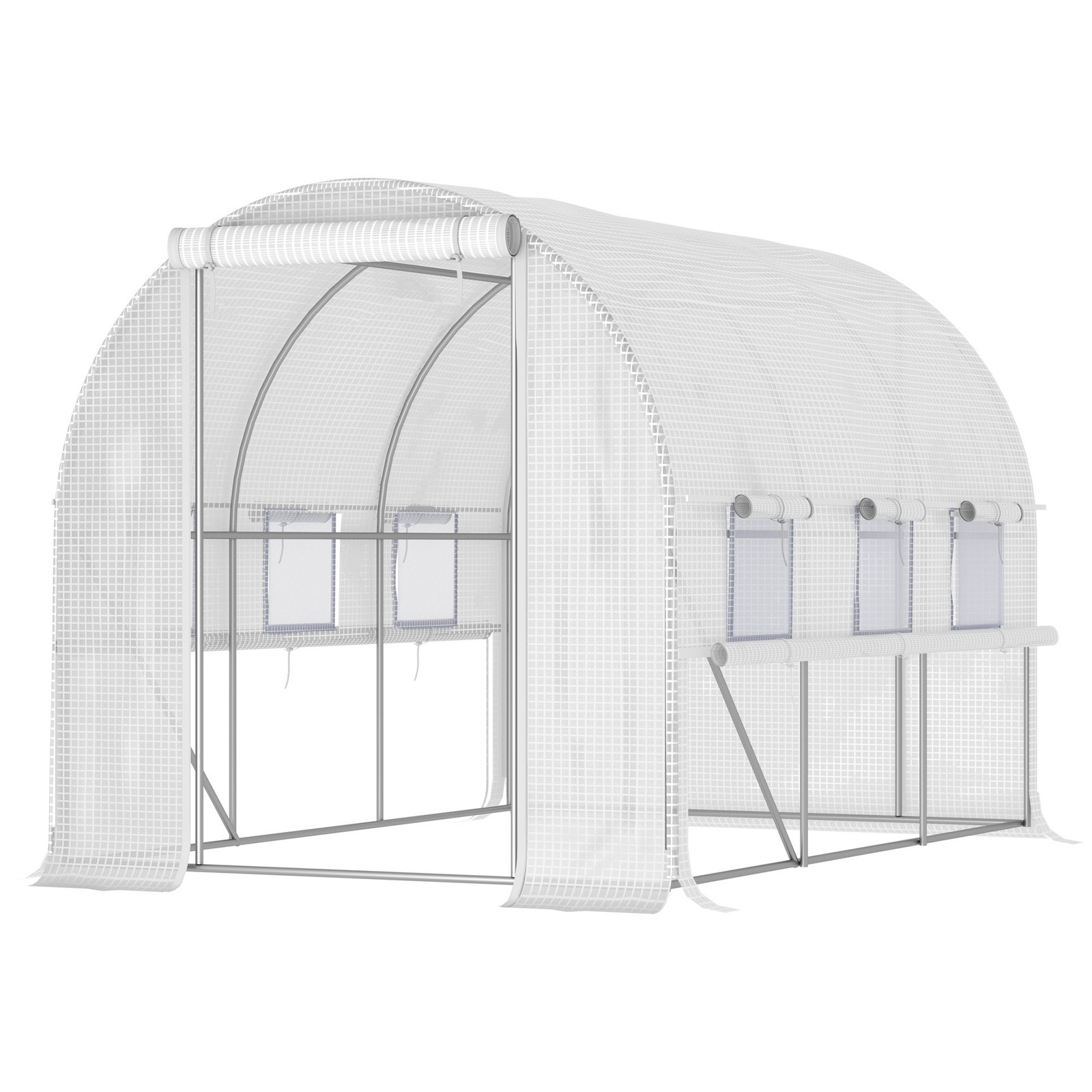 Outsunny 3 x 2 x 2m Polytunnel Green House w/ UV-resistant PE Cover, White