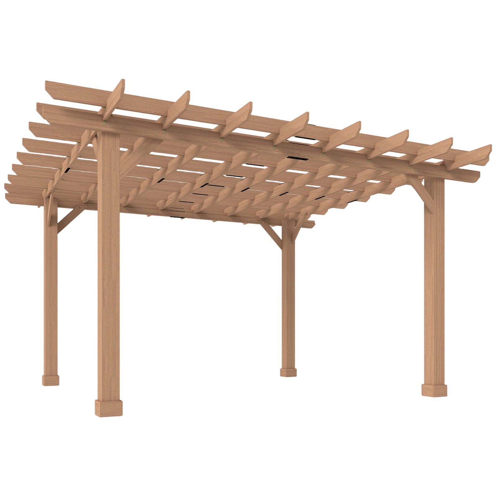 Outsunny 3.6 x 3.6m Graden Pergola Kit, Wooden Grape Trellis, Dark Brown