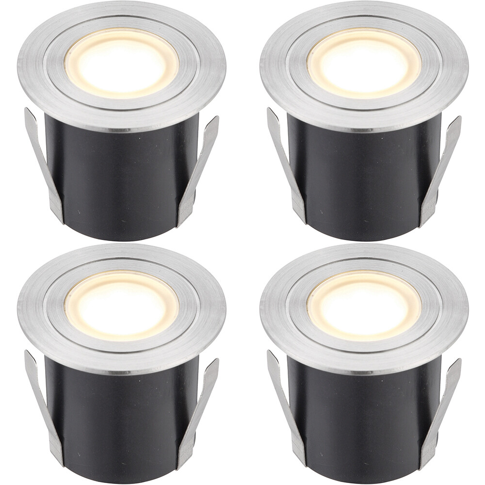 4 PACK Recessed IP67 Guide Light - 1.2W Warm White LED - Stainless Steel