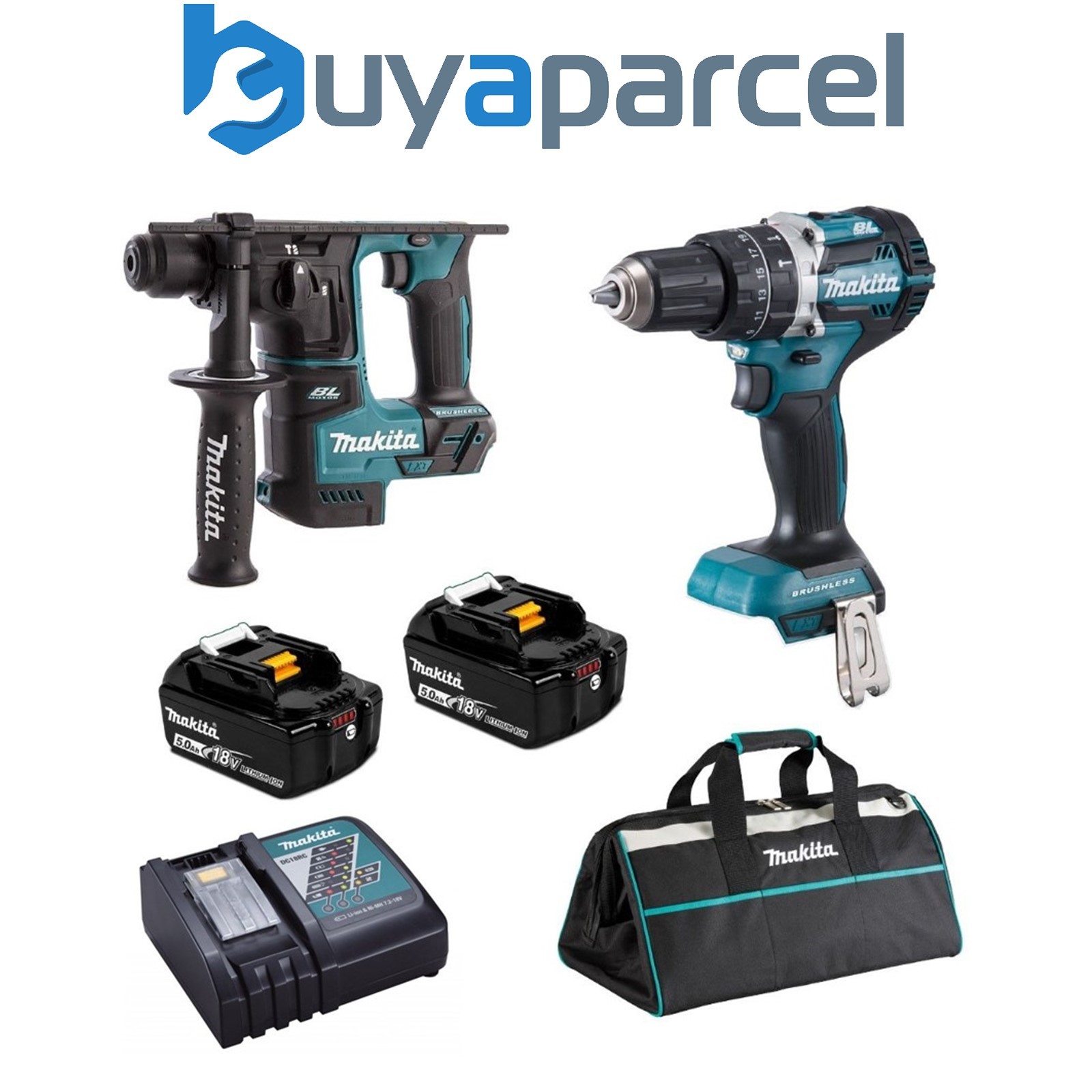 Makita DLX2278TX1 18v Brushless Combi & SDS+ LXT Tool Kit Cordless DHP484 DHR171