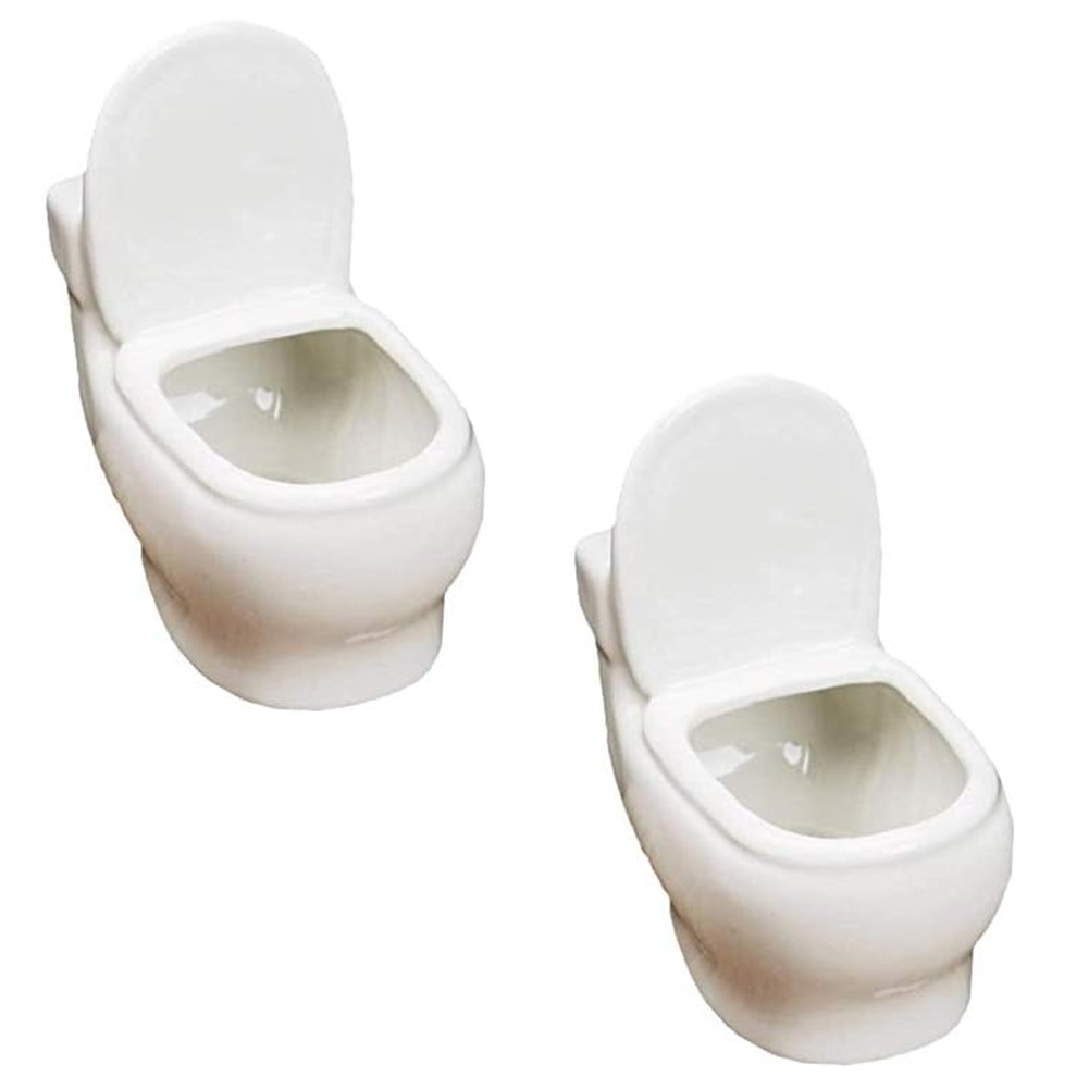 2X(2Pack White Ceramic Toilet Plant Pot/Bonsai Pot/Flower Pot/ Planter6144