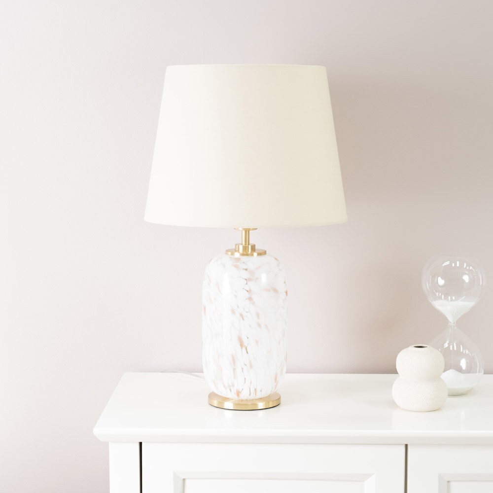 Gold Metal White Confetti Glass Table Lamp Base Living Room Bedroom Lighting