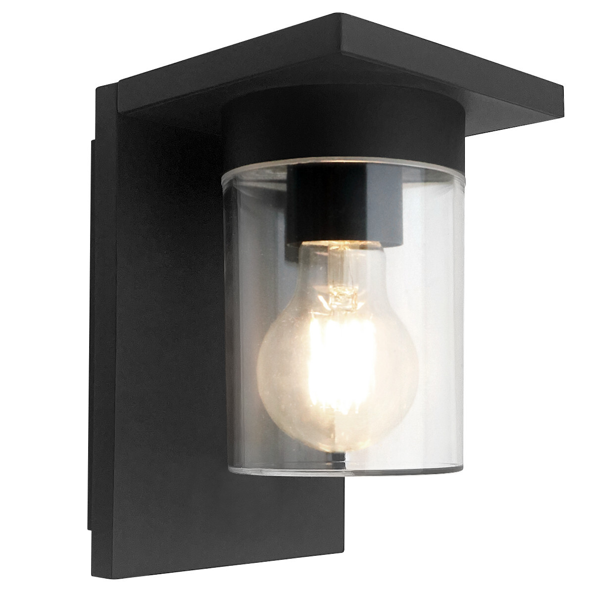 Outdoor Wall Light Black Lantern Clear Lamp Shade ZLC385 with 4w LED Warm White