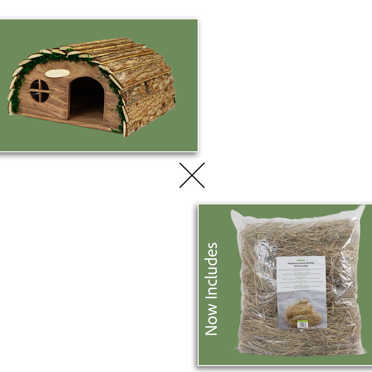 Hedgehog House with Straw Bedding Kit | Garden Hedgehog Home & Nesting Material