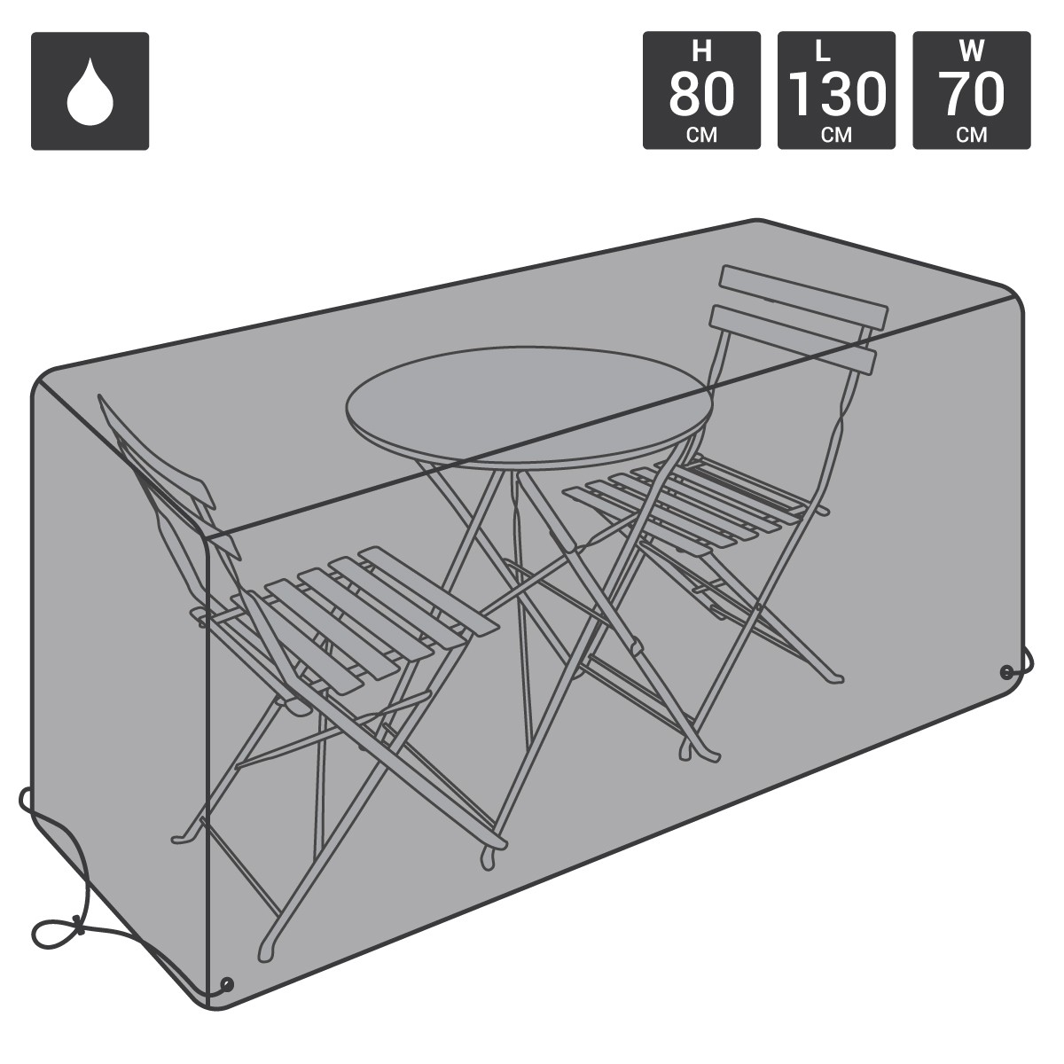 Charles Bentley Bistro Set Waterproof Outdoor Garden Furniture Cover - Black