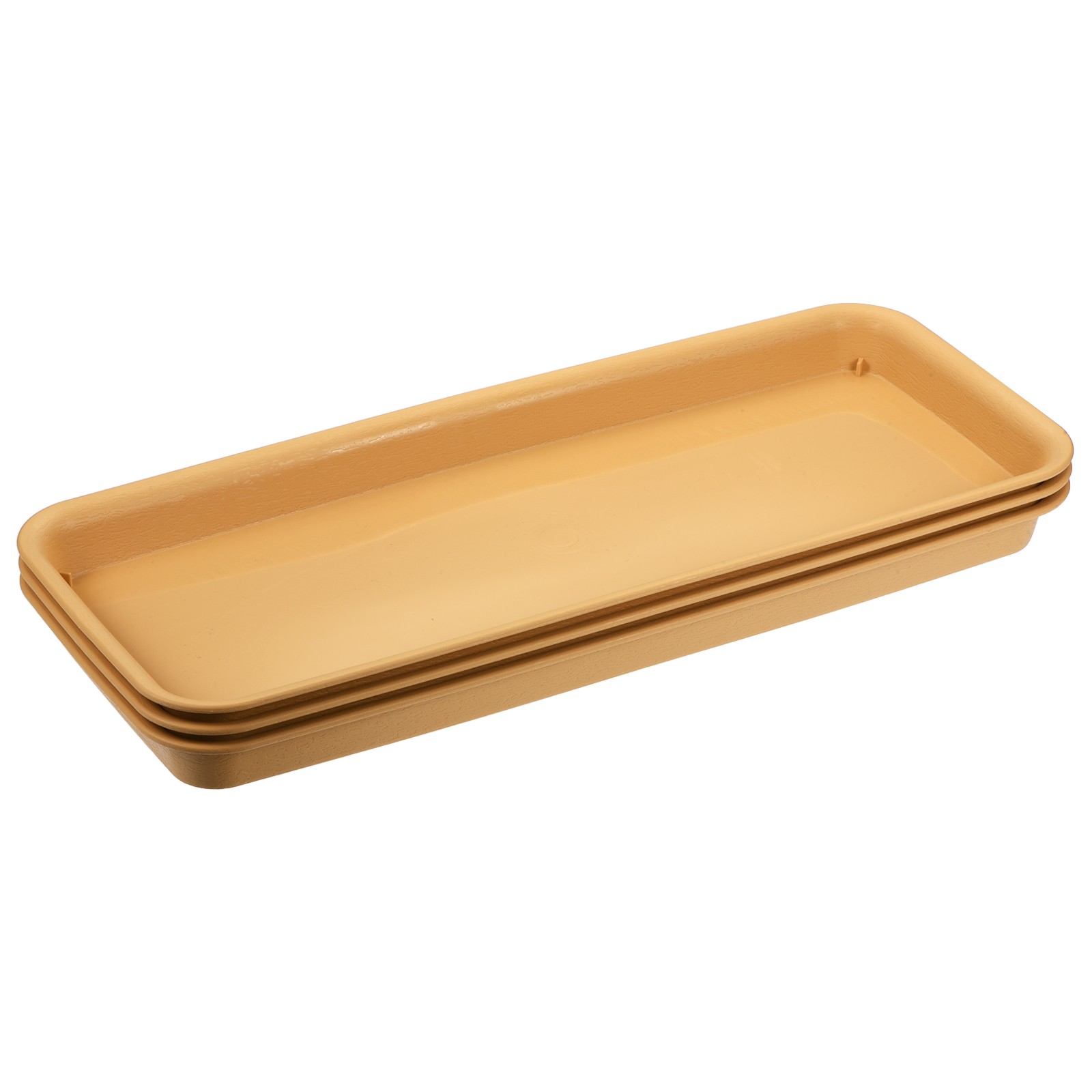 3pcs 49x20cm Plant Pot Saucer Plastic Rectangular Flower Drip Tray, Terracotta