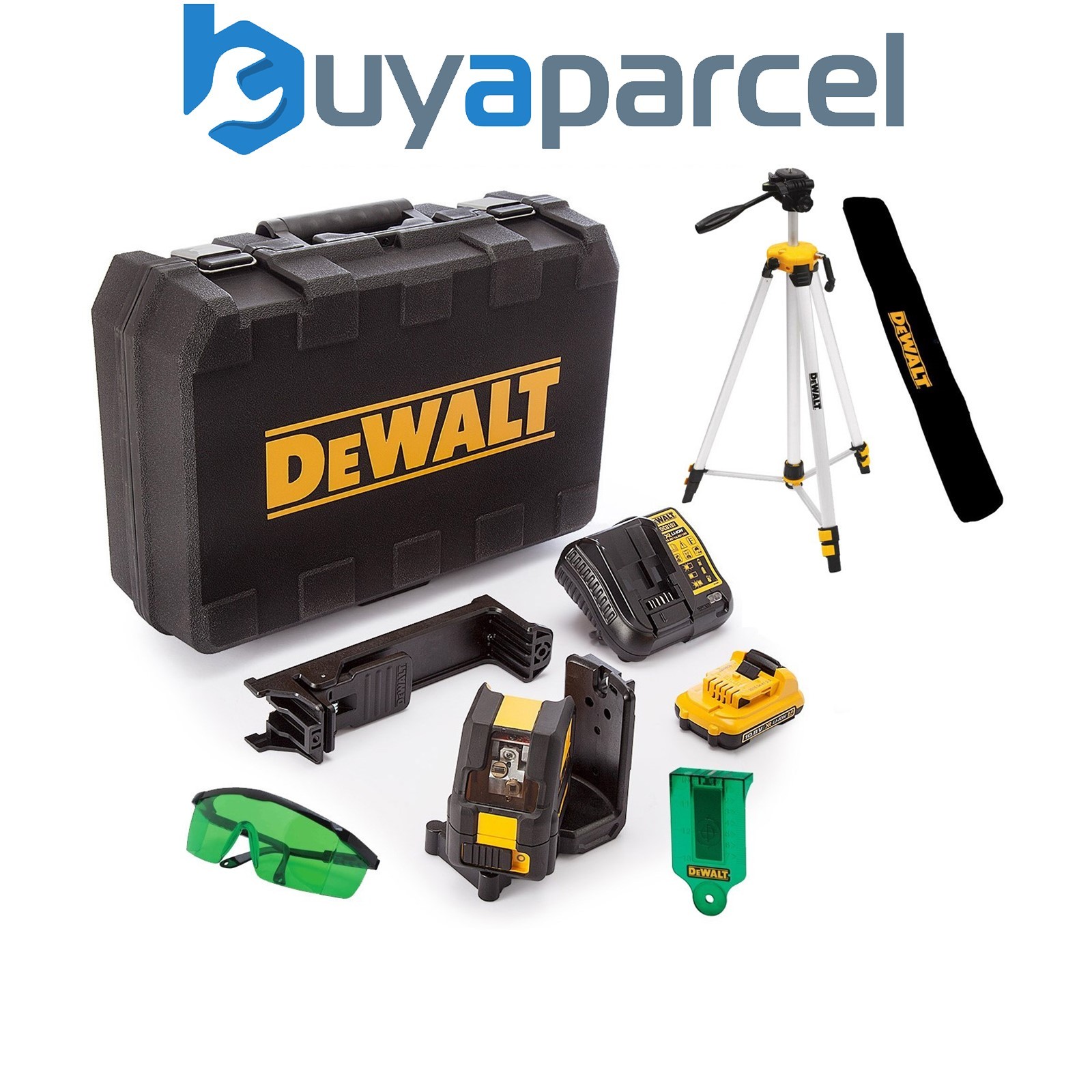 DeWalt DCE088D1G 12v Cross Line Green Laser Level Bracket + Tripod + Bag