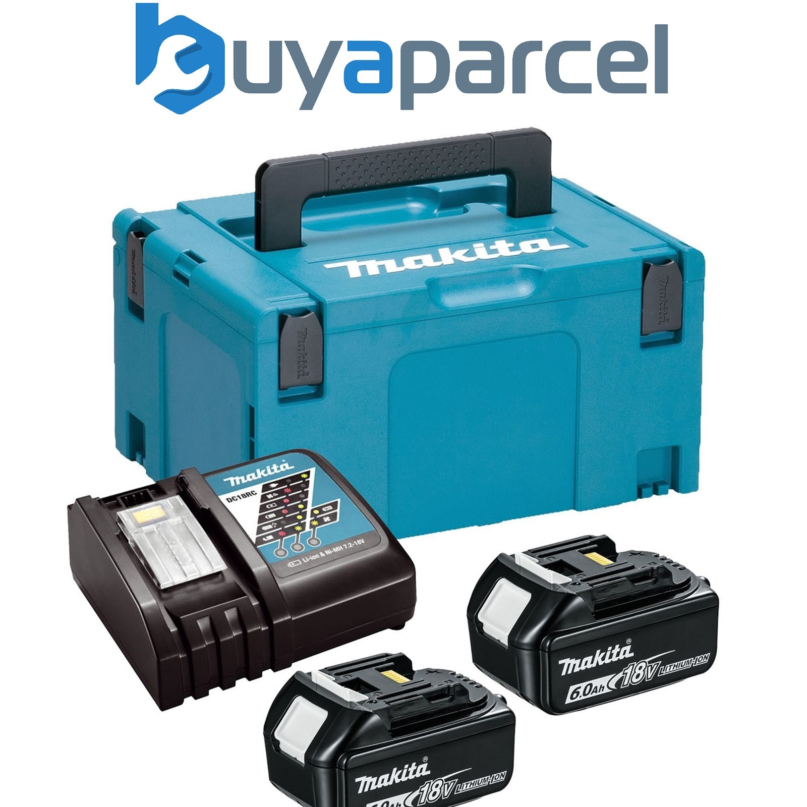 Makita BL1860 18v 2 x 6.0ah Lithium Batteries DC18RC Fast Charger + Makpac Case