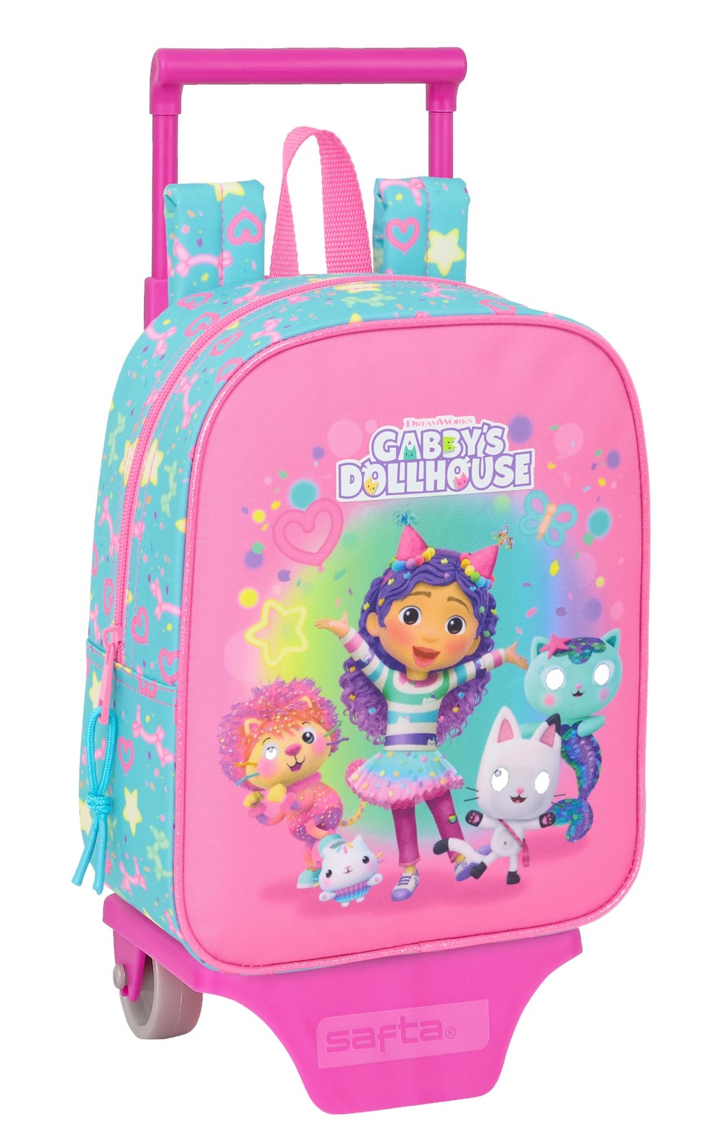 safta GABBY'S DOLLHOUSE CONFETTI Nursery Backpack with Trolley, Ideal for Childr