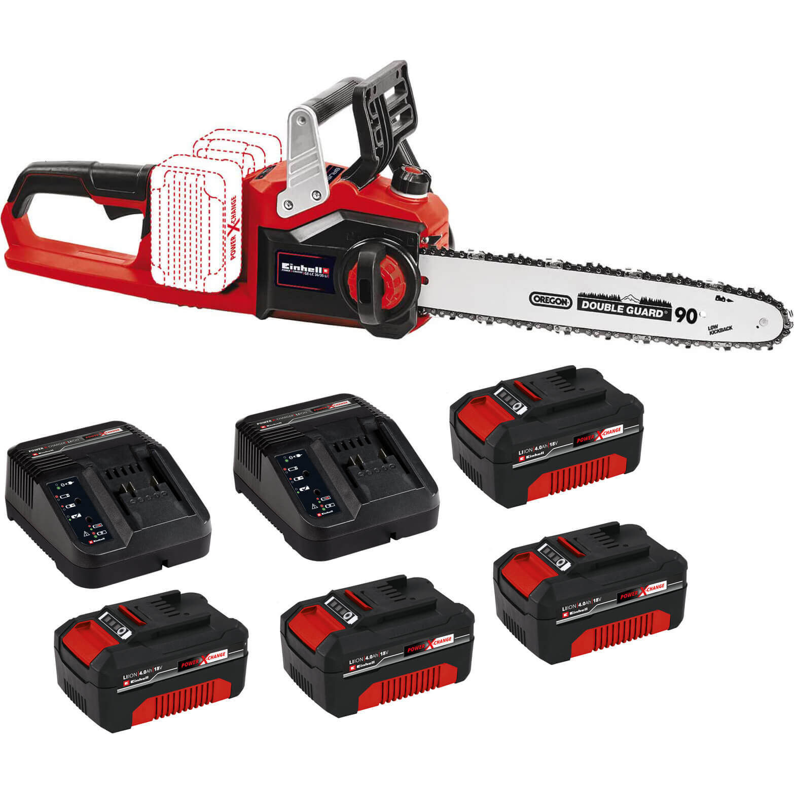 Einhell Professional GE-LC 36/35 Li 36v Cordless Brushless Chainsaw 350mm 4 x 4a